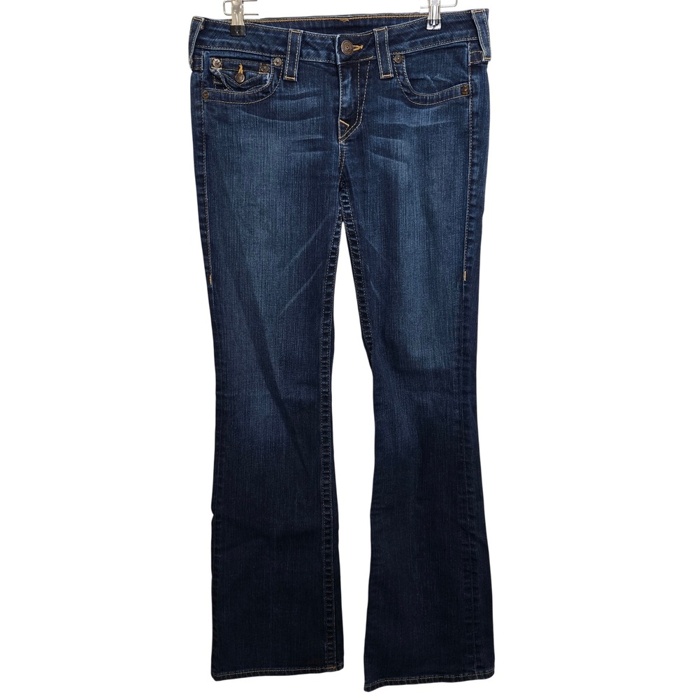 True‎ Religion Women's Flare Jeans Dark Wash Classic Stitch Size 30 Casual Y2K